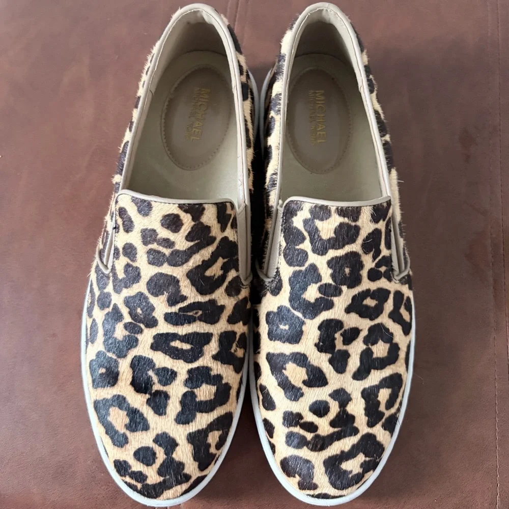 Michael Kors Keaton Leopard Calf Hair Slip On Sneakers - Picture 8 of 9